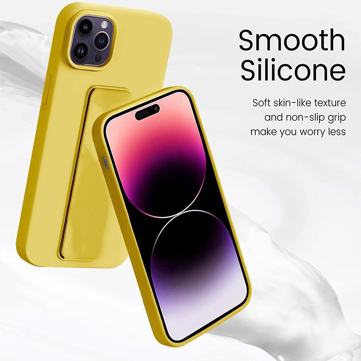 Compatible with iPhone 14 Plus Case with Stand, Multi-Functional Magnetic Vertical & Horizontal Kickstand Protective Phone Case, Candy Color Slim Cute Hybrid Cover (Black, iphone 14 plus)