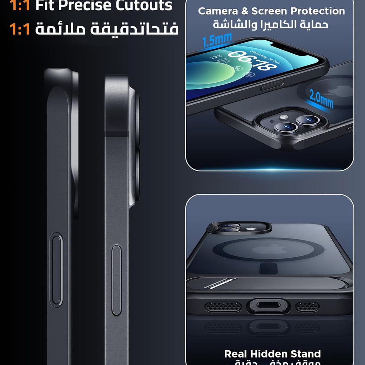 Eligo for iPhone 12 Pro Max Case, Compatible with MagSafe, Magnetic Cover with Invisible Stand, Shockproof Protection Phone Shell, Matte Kickstand Back Cases for Apple 12 Pro Max 6.7" (2020) (Black)