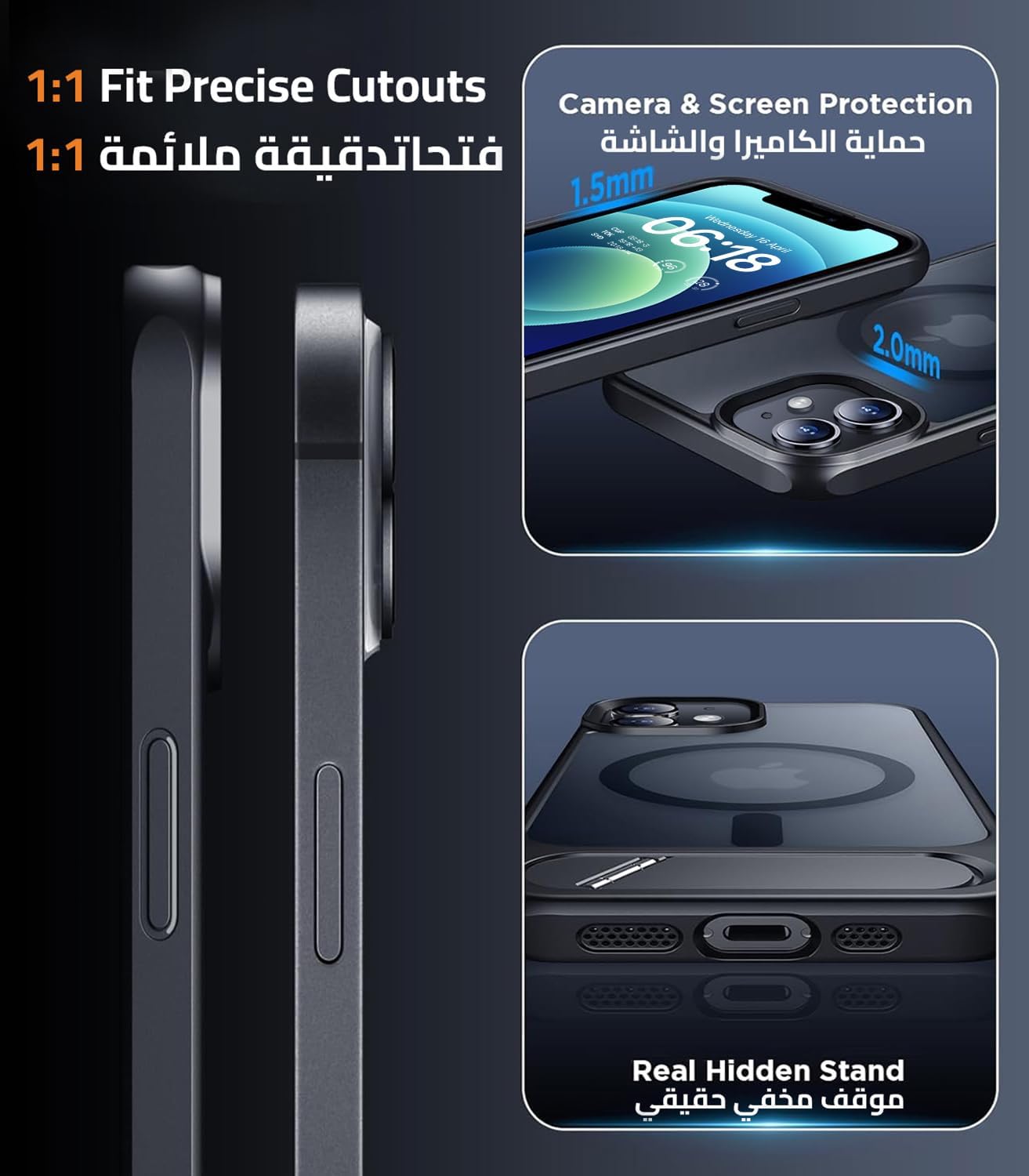 Eligo for iPhone 12 Pro Max Case, Compatible with MagSafe, Magnetic Cover with Invisible Stand, Shockproof Protection Phone Shell, Matte Kickstand Back Cases for Apple 12 Pro Max 6.7" (2020) (Black)