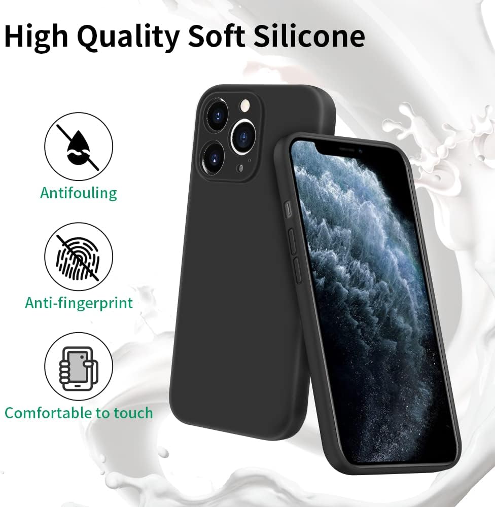 INFOSUN iPhone 15 Pro Case Silicone Protective Cover, Ultra Slim Soft Silicone Gel TPU Cover, Anti-Scratch Anti-Fingerprint Case Compatible with Apple iPhone 15 Pro(6.1Inch) (2023) (Black)