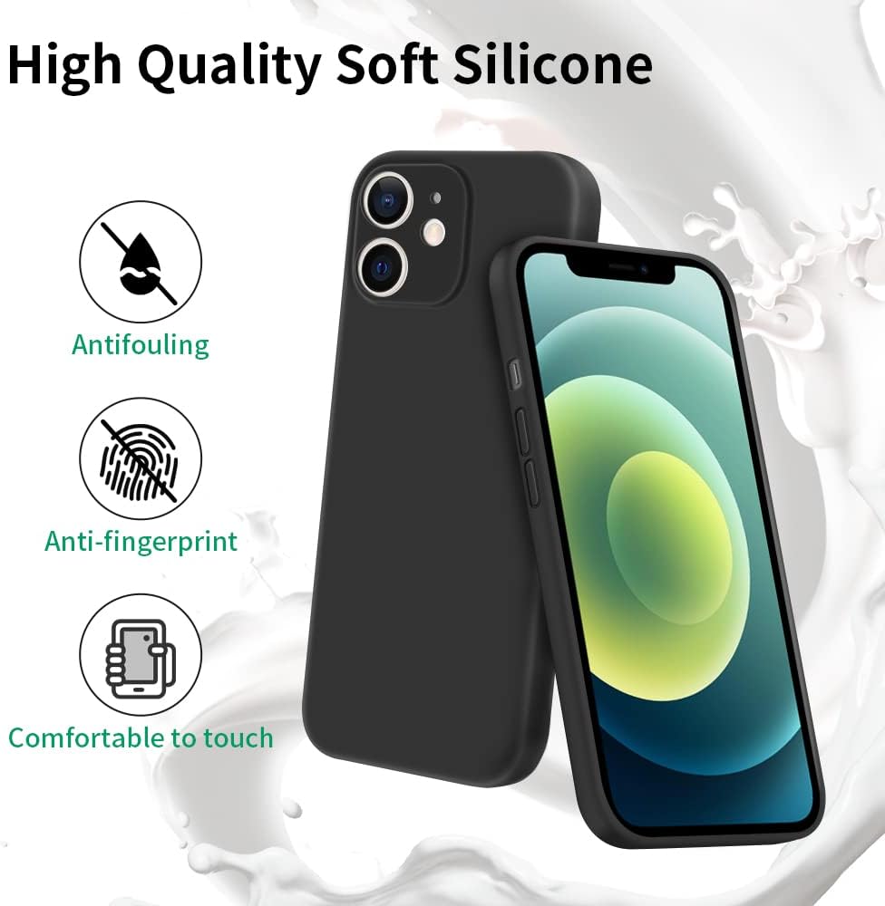 INFOSUN iPhone 15 Pro Case Silicone Protective Cover, Ultra Slim Soft Silicone Gel TPU Cover, Anti-Scratch Anti-Fingerprint Case Compatible with Apple iPhone 15 Pro(6.1Inch) (2023) (Black)