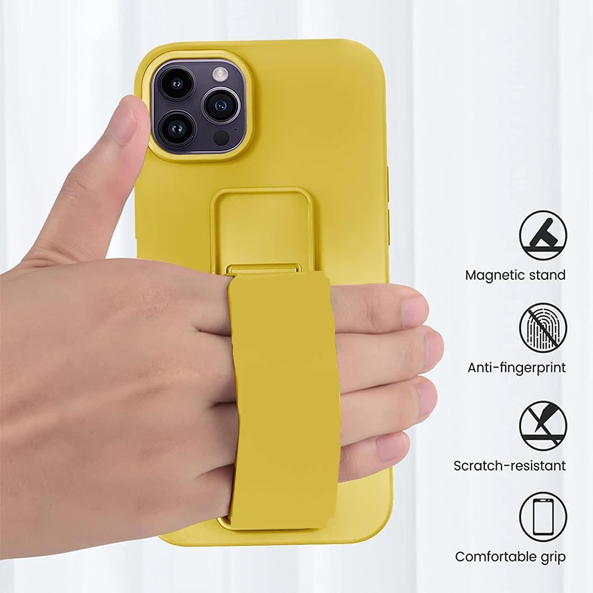 Compatible with iPhone 14 Plus Case with Stand, Multi-Functional Magnetic Vertical & Horizontal Kickstand Protective Phone Case, Candy Color Slim Cute Hybrid Cover (Black, iphone 14 plus)