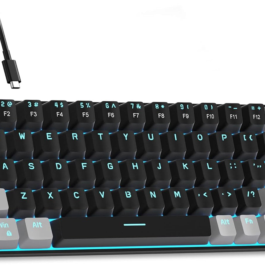 MageGee Portable 60% Mechanical Gaming Keyboard (Grey/Blue Switch)