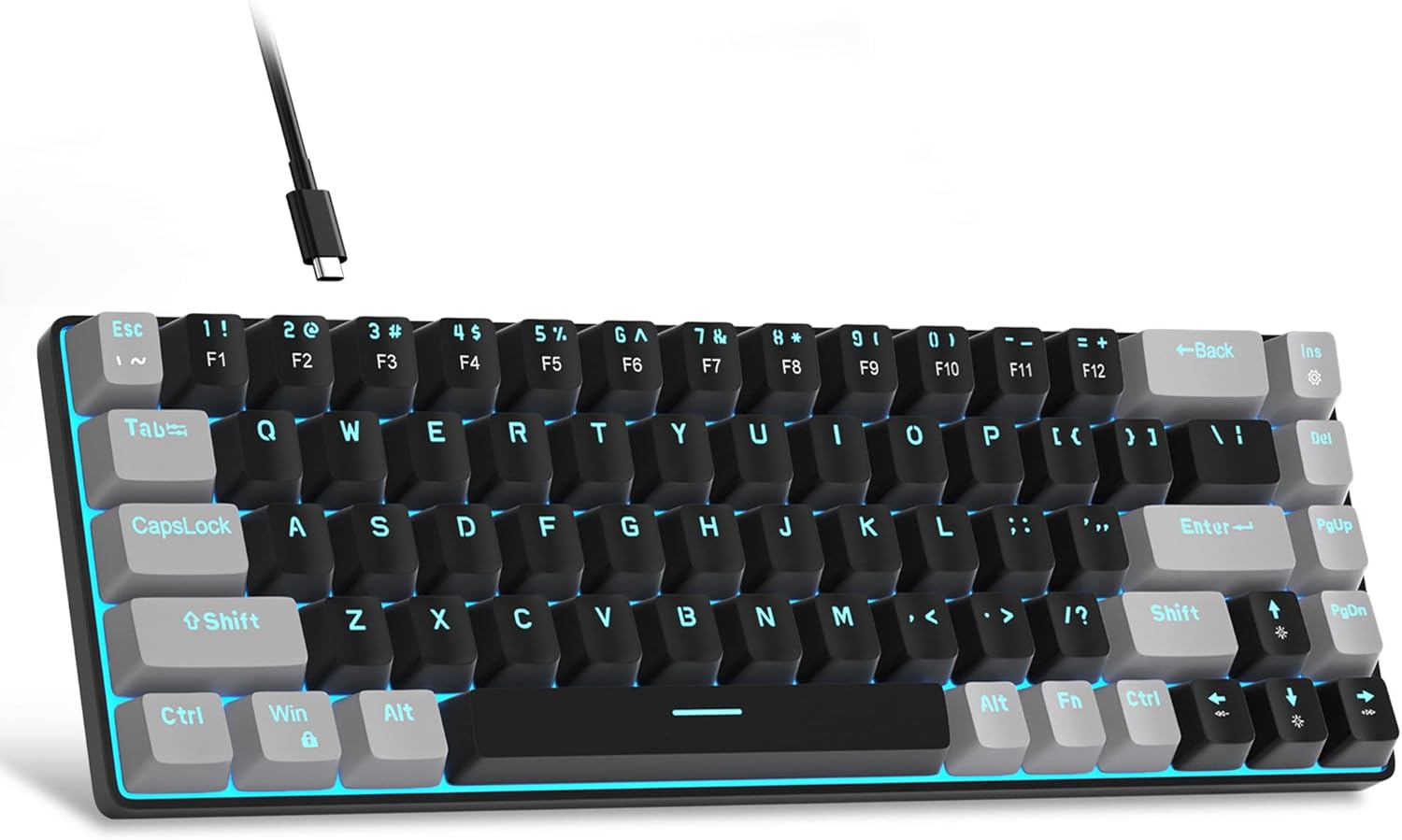 MageGee Portable 60% Mechanical Gaming Keyboard (Grey/Blue Switch)