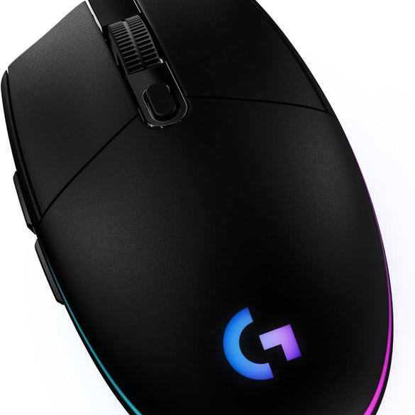 Logitech G203 Wired Gaming Mouse, 8,000 Dpi, Rainbow Optical Effect Lightsync Rgb, 6 Programmable Buttons, On-Board Memory, Screen Mapping, Pc/Mac Computer And Laptop Compatible - Black