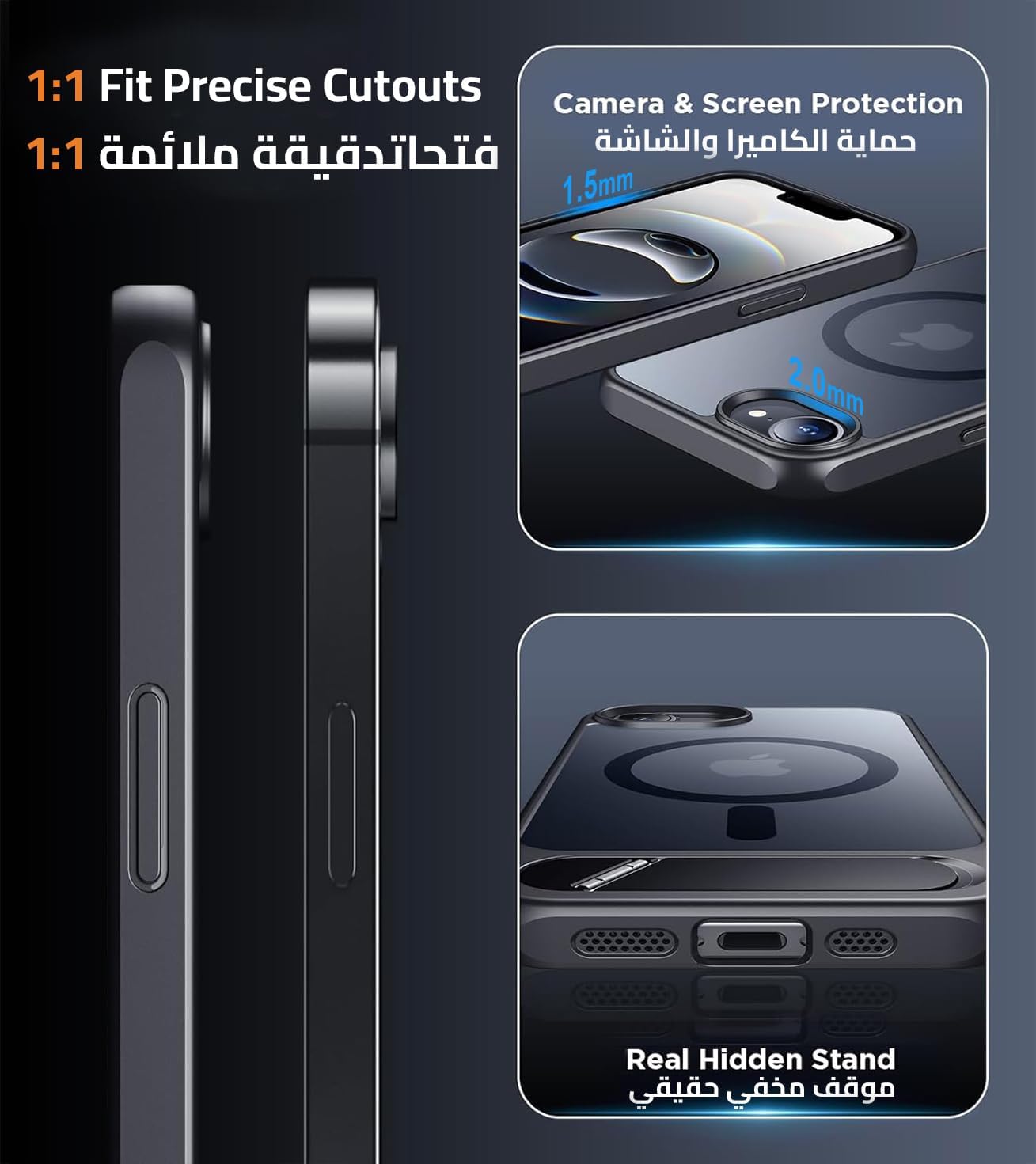 Eligo for iPhone 12 Pro Max Case, Compatible with MagSafe, Magnetic Cover with Invisible Stand, Shockproof Protection Phone Shell, Matte Kickstand Back Cases for Apple 12 Pro Max 6.7" (2020) (Black)