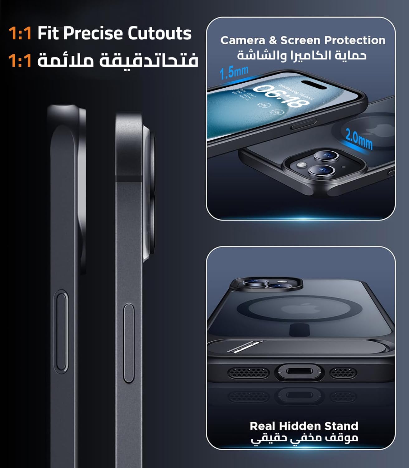 Eligo for iPhone 12 Pro Max Case, Compatible with MagSafe, Magnetic Cover with Invisible Stand, Shockproof Protection Phone Shell, Matte Kickstand Back Cases for Apple 12 Pro Max 6.7" (2020) (Black)