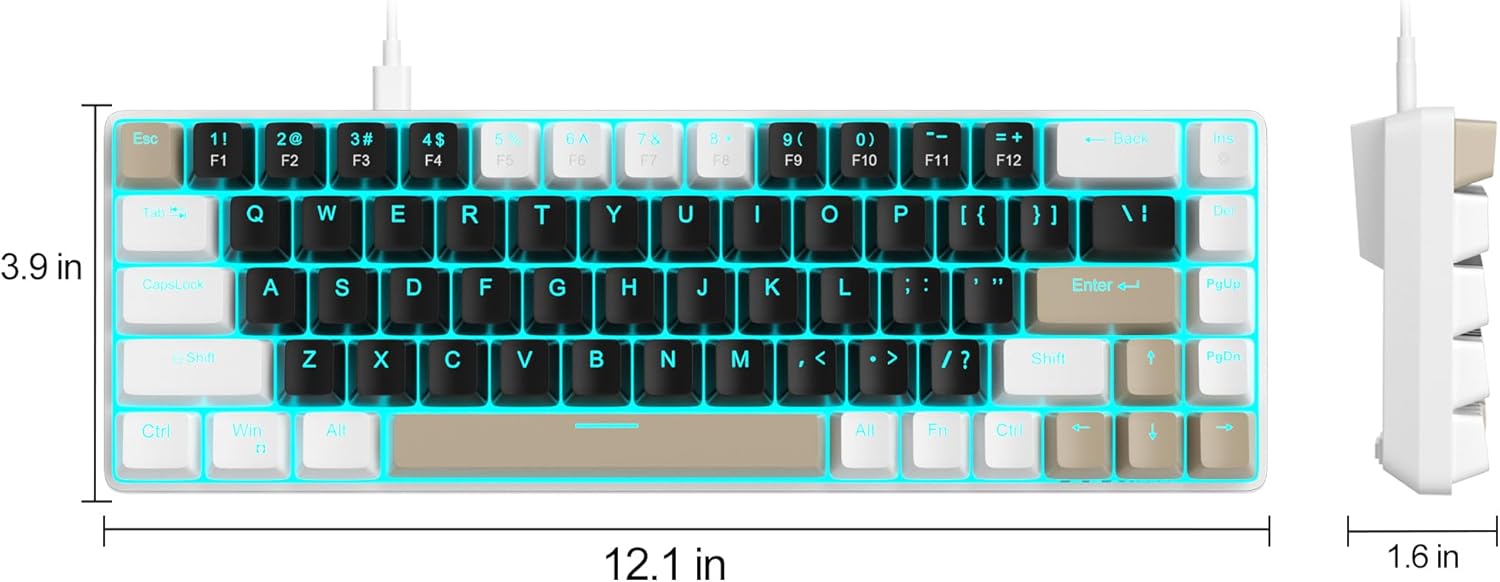 MageGee Portable 60% Mechanical Gaming Keyboard (Grey/Blue Switch)