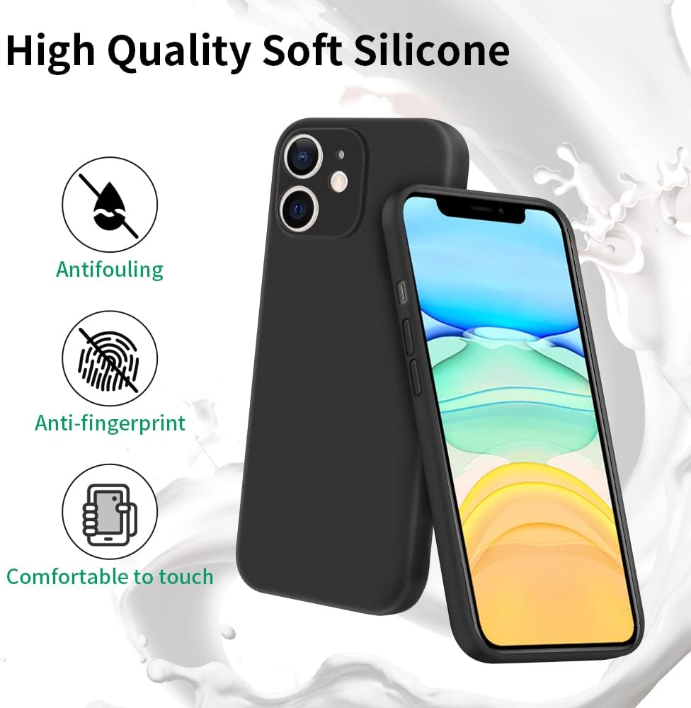 INFOSUN iPhone 15 Pro Case Silicone Protective Cover, Ultra Slim Soft Silicone Gel TPU Cover, Anti-Scratch Anti-Fingerprint Case Compatible with Apple iPhone 15 Pro(6.1Inch) (2023) (Black)