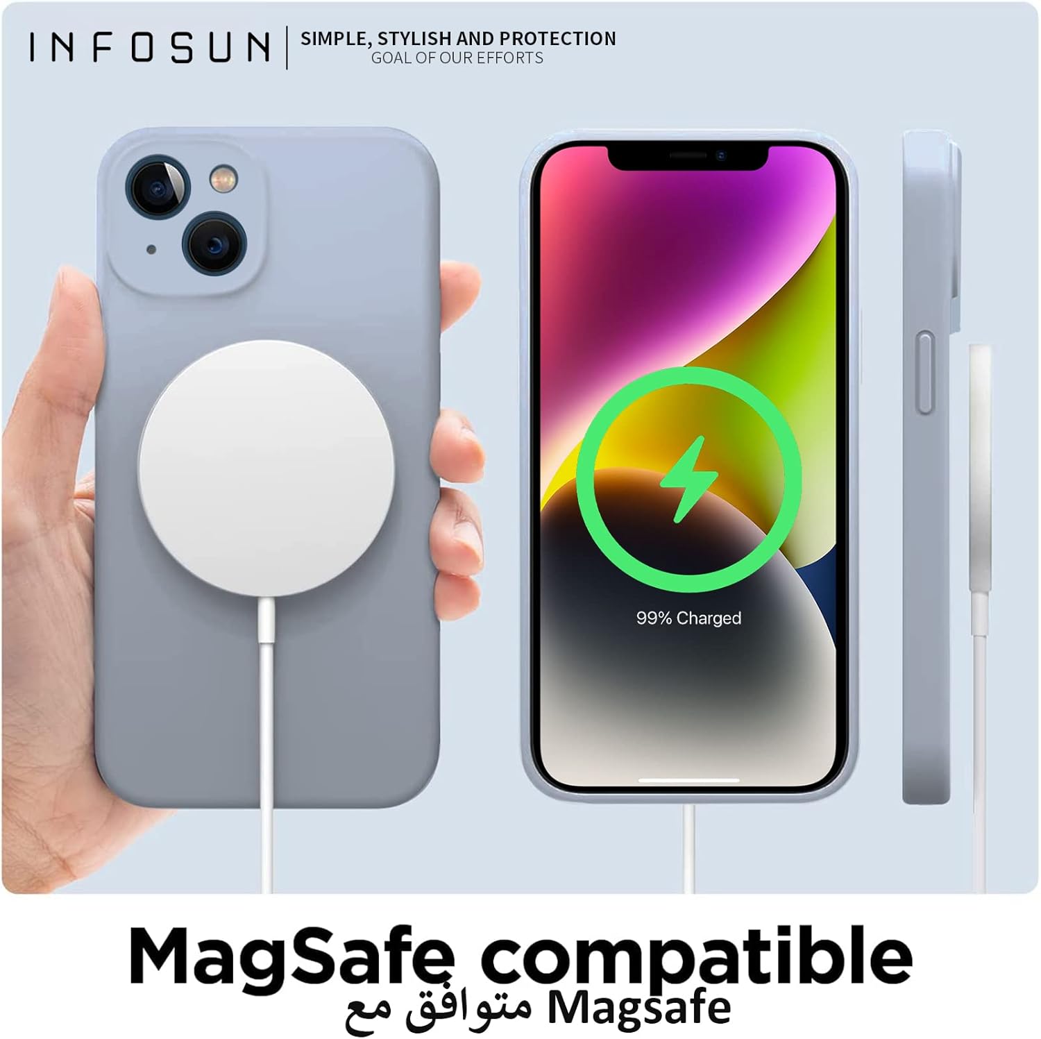 INFOSUN iPhone 15 Pro Case Silicone Protective Cover, Ultra Slim Soft Silicone Gel TPU Cover, Anti-Scratch Anti-Fingerprint Case Compatible with Apple iPhone 15 Pro(6.1Inch) (2023) (Black)