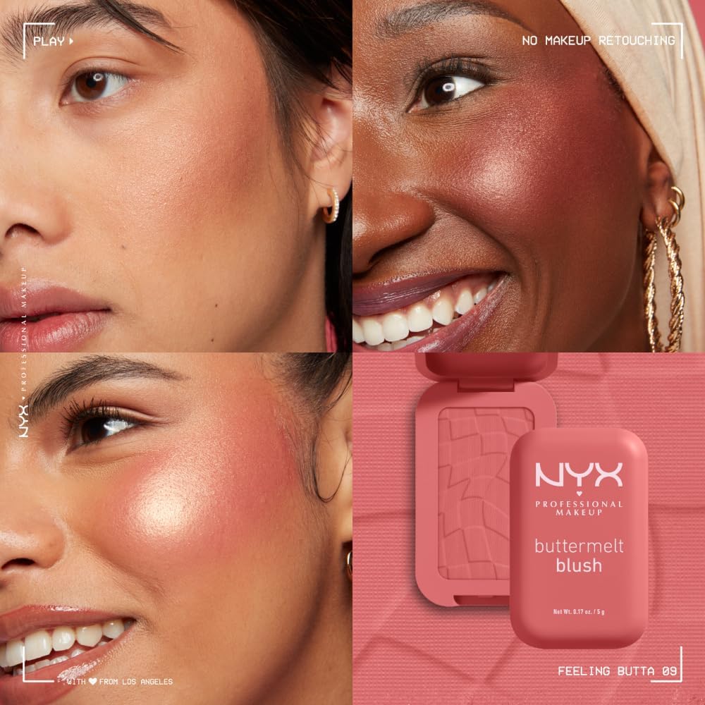NYX Professional Makeup Buttermelt Blush, Powder Blush, up to 12 H Wear, Fade & Transfer Resistant, Butta Together