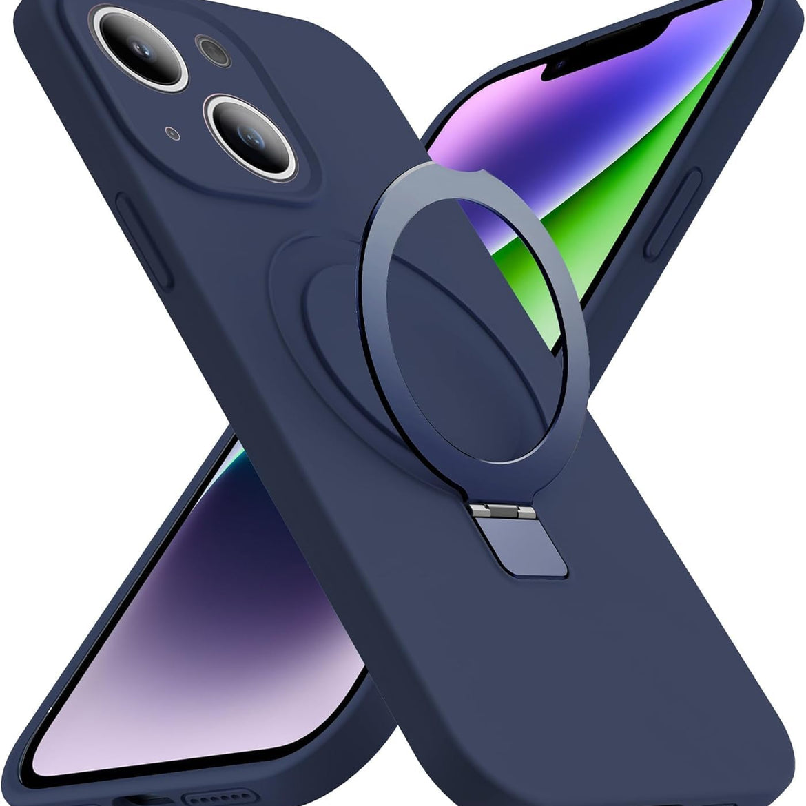 Eligo for iPhone 14 Pro Case, Compatible with MagSafe, with Magnetic Invisible Stand,【Shockproof Military-Grade Protection】Soft Silicone Phone Cover with Kickstand for Apple 14 Pro (Black)