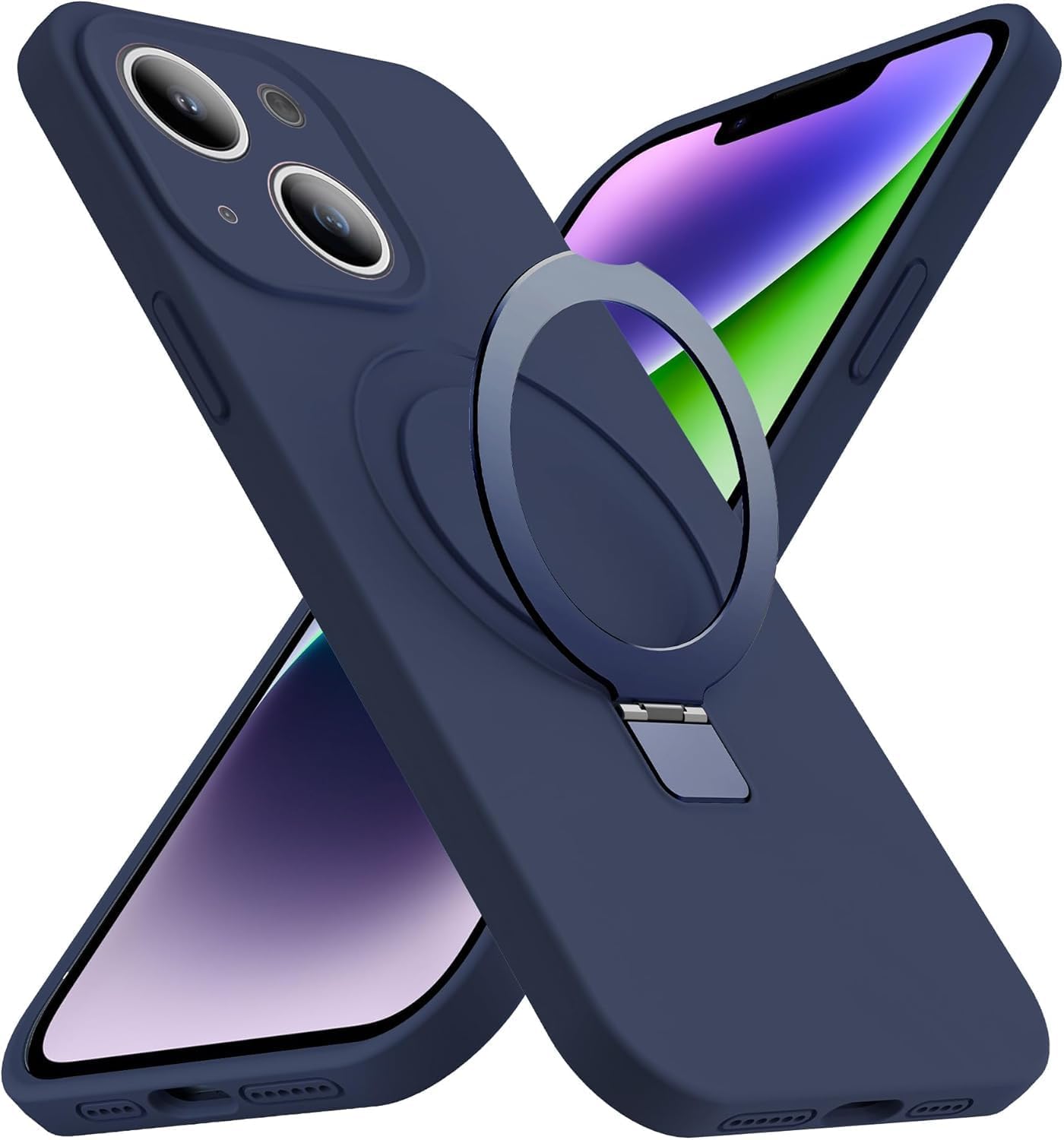 Eligo for iPhone 14 Pro Case, Compatible with MagSafe, with Magnetic Invisible Stand,【Shockproof Military-Grade Protection】Soft Silicone Phone Cover with Kickstand for Apple 14 Pro (Black)