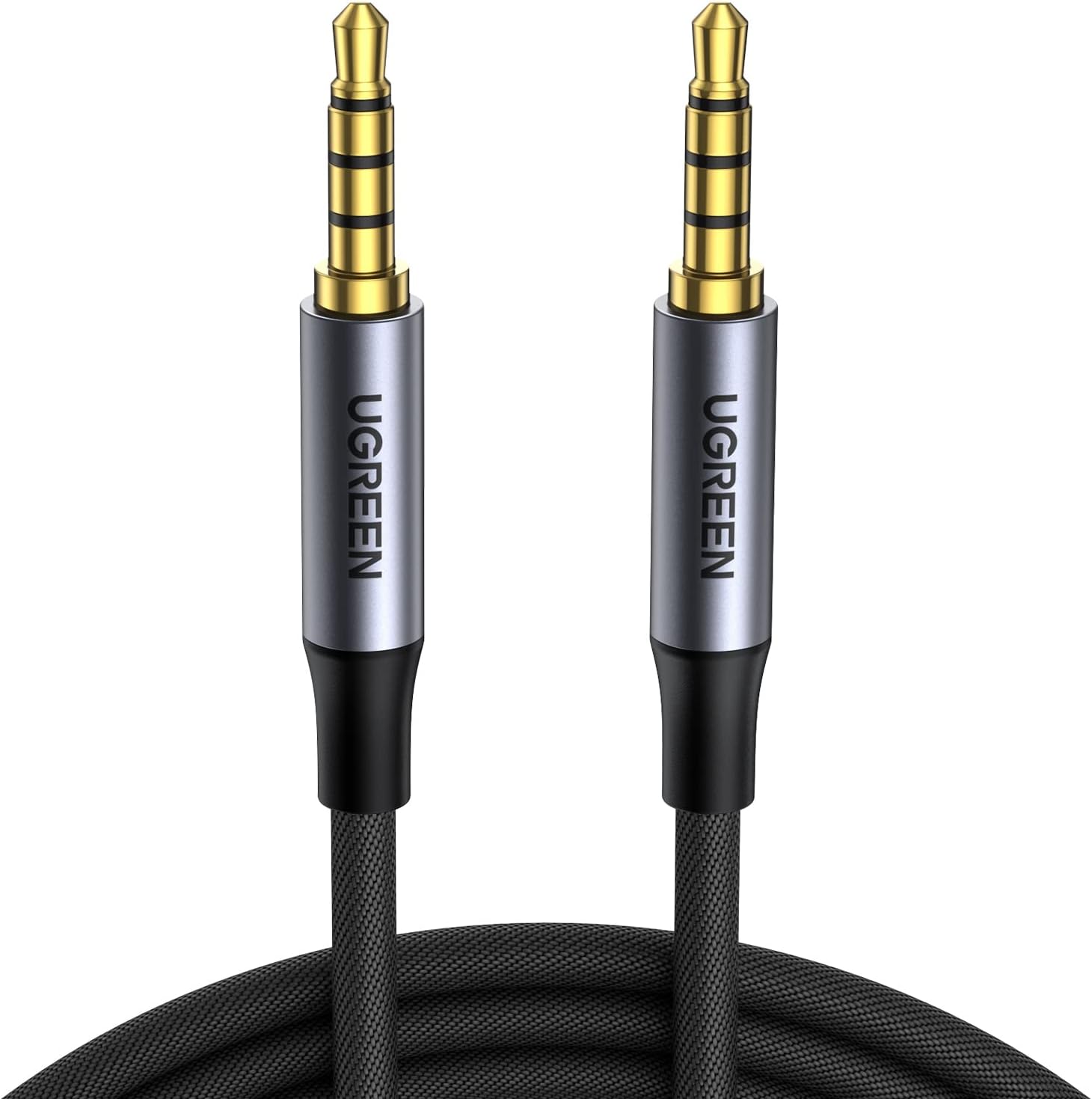 UGREEN Aux Cable 3.5mm 4-Pole Male to Male Audio Cable 2M with Mic Flexible Braided TRRS Aux Cord Auxiliary Cord Compatible for MacBook Pro 2021 Mic PS4 Xbox Switch Phone Tablet Car Stereo MP3 Player