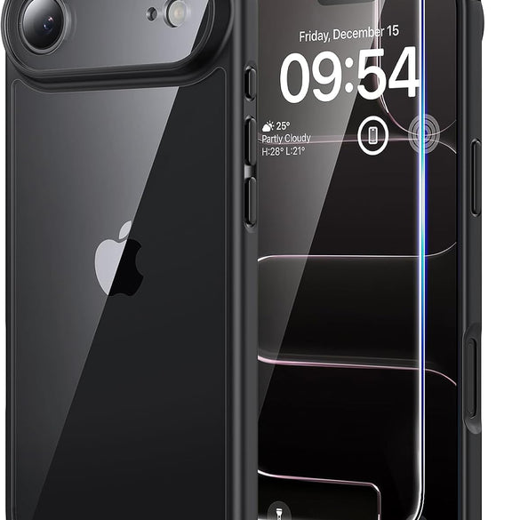 TAURI for iPhone 17 Pro Case with 1-Pack Screen Protector, Camera Lens Full Protection, Military-Grade Protection, Shockproof Transparent Back Bumper Phone Cover - Clear