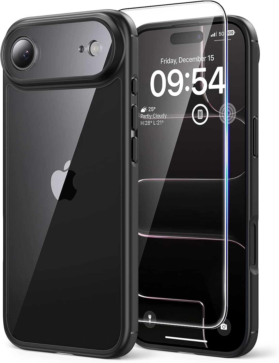 TAURI for iPhone 17 Pro Case with 1-Pack Screen Protector, Camera Lens Full Protection, Military-Grade Protection, Shockproof Transparent Back Bumper Phone Cover - Clear