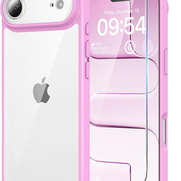 TAURI for iPhone 17 Pro Case with 1-Pack Screen Protector, Camera Lens Full Protection, Military-Grade Protection, Shockproof Transparent Back Bumper Phone Cover - Clear