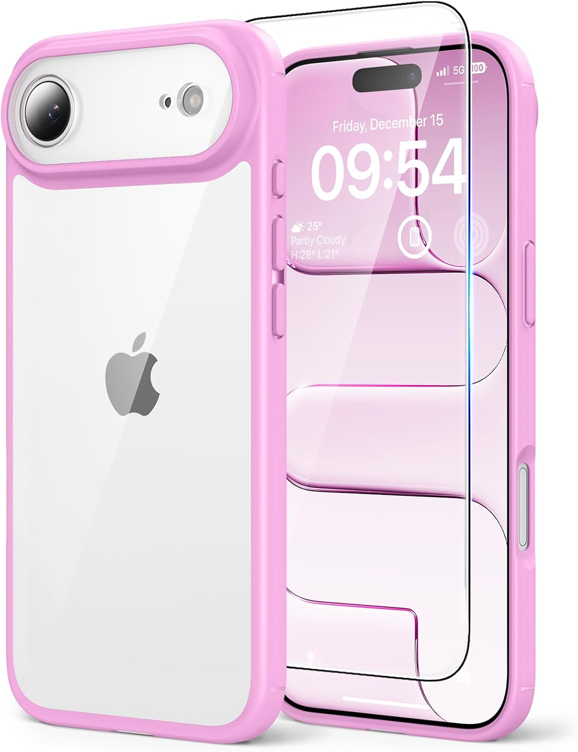 TAURI for iPhone 17 Pro Case with 1-Pack Screen Protector, Camera Lens Full Protection, Military-Grade Protection, Shockproof Transparent Back Bumper Phone Cover - Clear