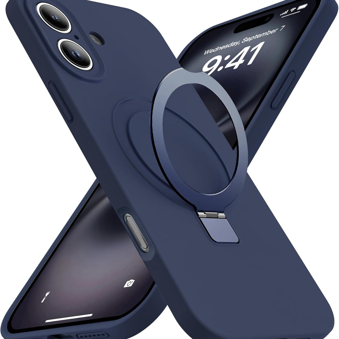 Eligo for iPhone 14 Pro Case, Compatible with MagSafe, with Magnetic Invisible Stand,【Shockproof Military-Grade Protection】Soft Silicone Phone Cover with Kickstand for Apple 14 Pro (Black)
