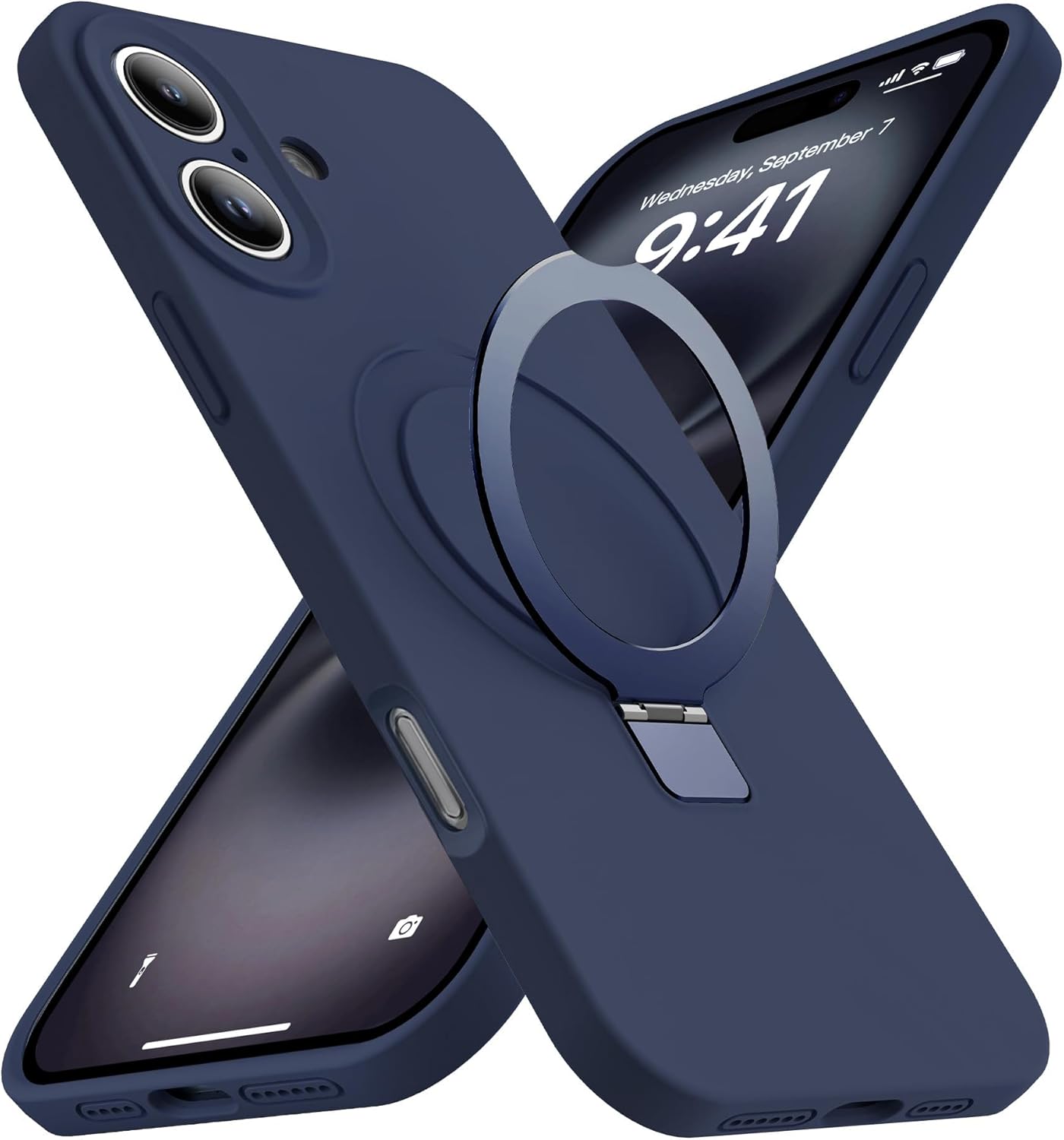 Eligo for iPhone 14 Pro Case, Compatible with MagSafe, with Magnetic Invisible Stand,【Shockproof Military-Grade Protection】Soft Silicone Phone Cover with Kickstand for Apple 14 Pro (Black)