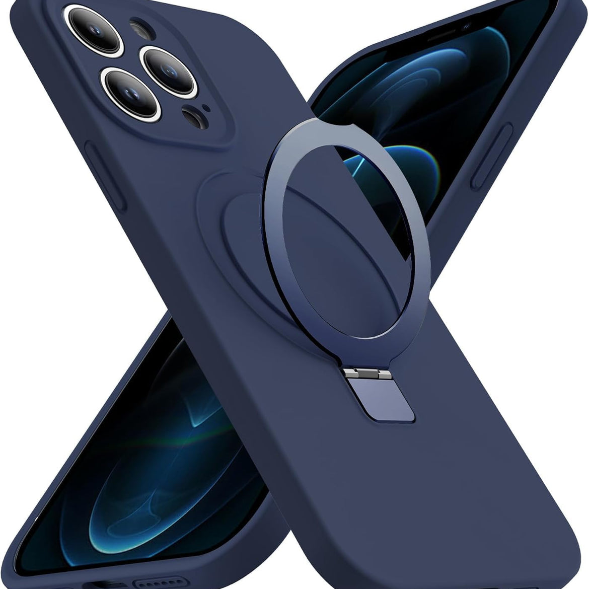 Eligo for iPhone 14 Pro Case, Compatible with MagSafe, with Magnetic Invisible Stand,【Shockproof Military-Grade Protection】Soft Silicone Phone Cover with Kickstand for Apple 14 Pro (Black)