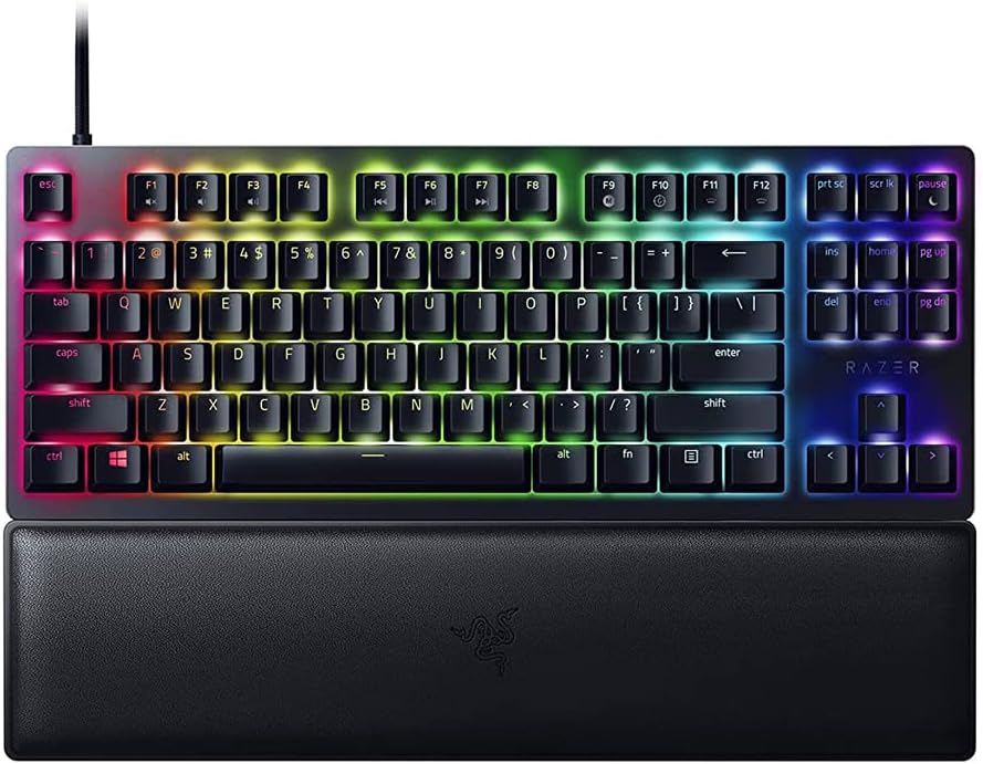 Razer Huntsman Mini 60% Compact Gaming Keyboard: Purple Switch, Clicky Optical-Mechanical Switches, Doubleshot PBT Keycaps, Detachable USB-C Cable, US Layout - Black