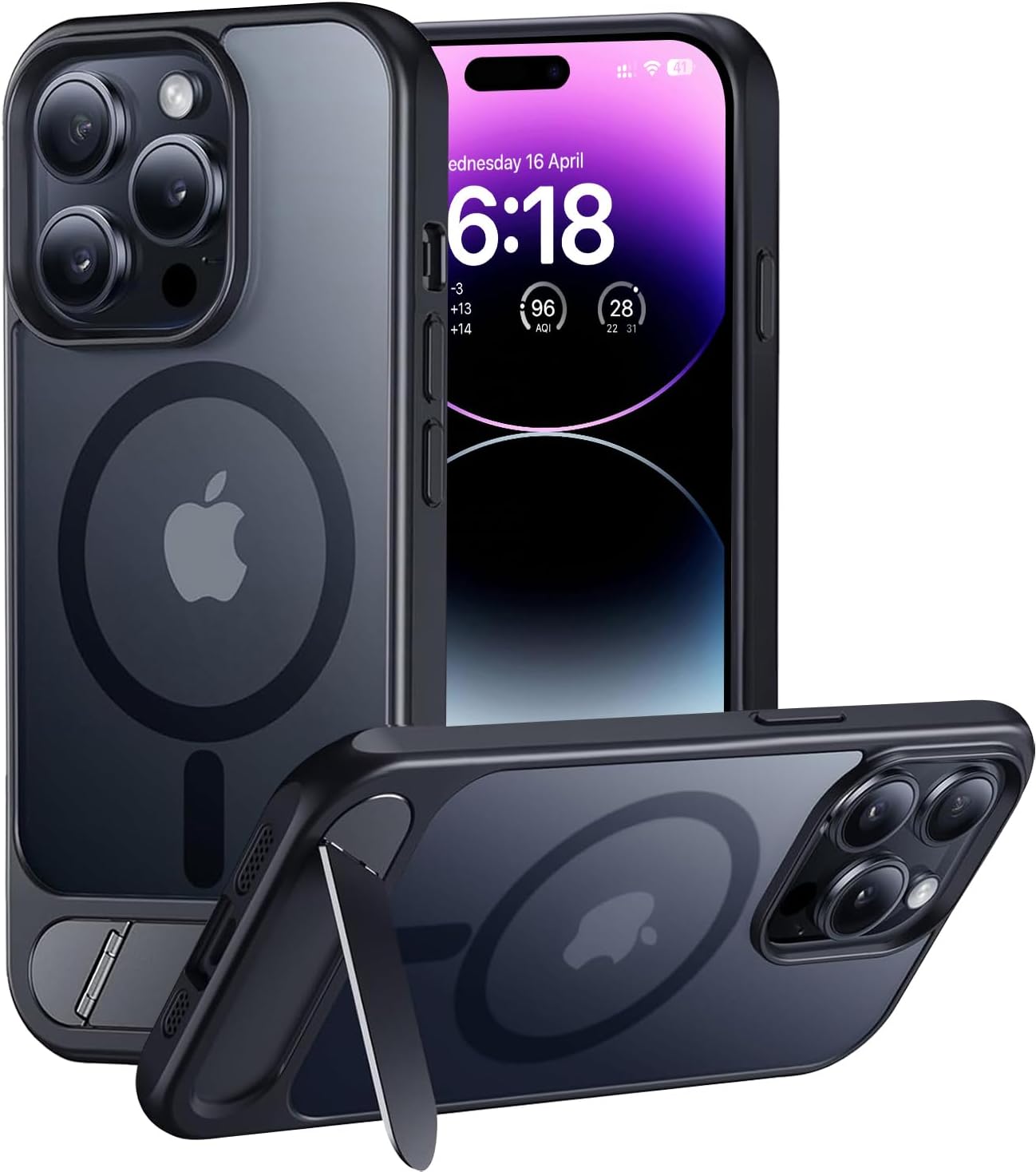 Eligo for iPhone 12 Pro Max Case, Compatible with MagSafe, Magnetic Cover with Invisible Stand, Shockproof Protection Phone Shell, Matte Kickstand Back Cases for Apple 12 Pro Max 6.7" (2020) (Black)