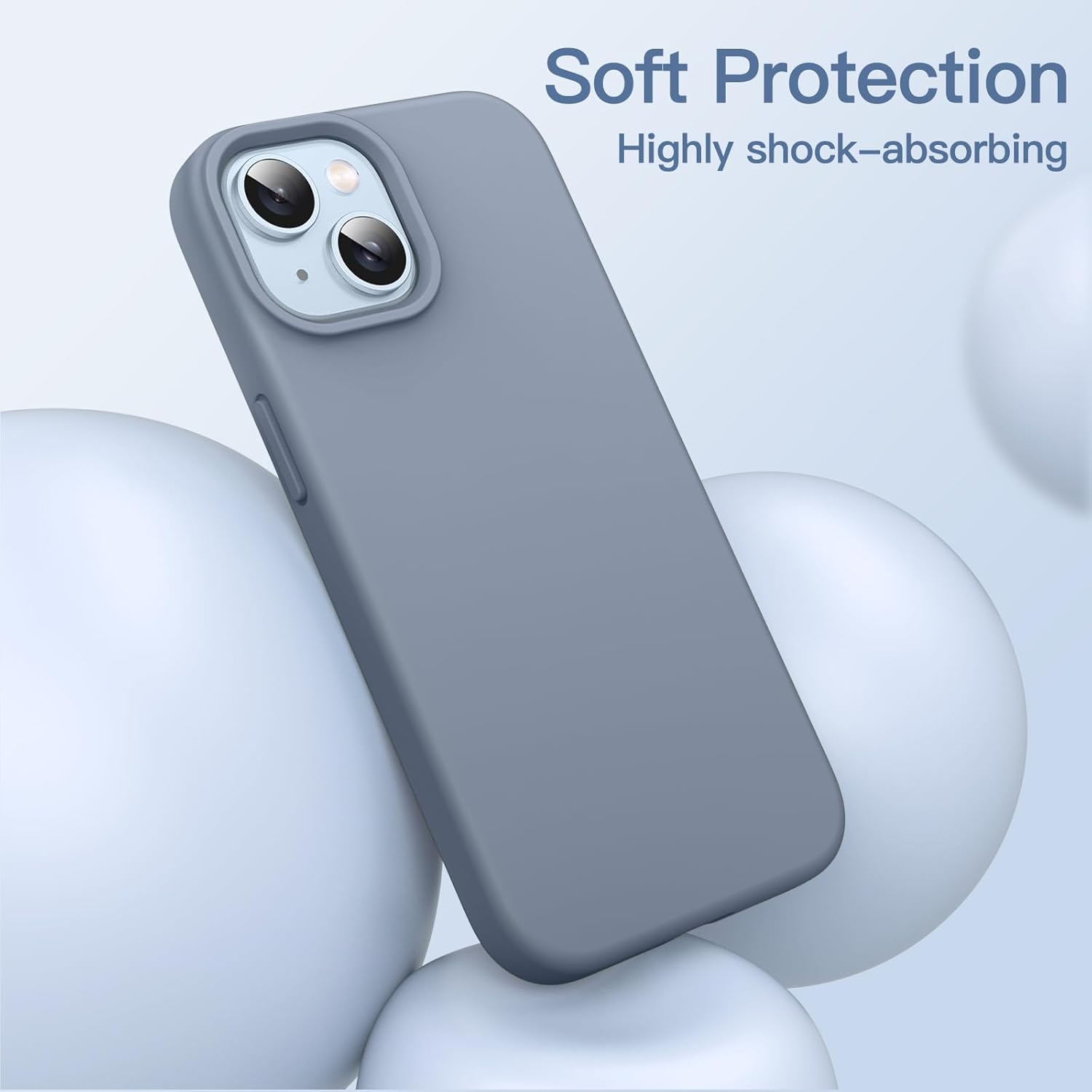 JETech Silicone Case for iPhone 14 6.1-Inch, Silky-Soft Touch Full-Body Protective Phone Case, Shockproof Cover with Microfiber Lining (Sierra Blue)