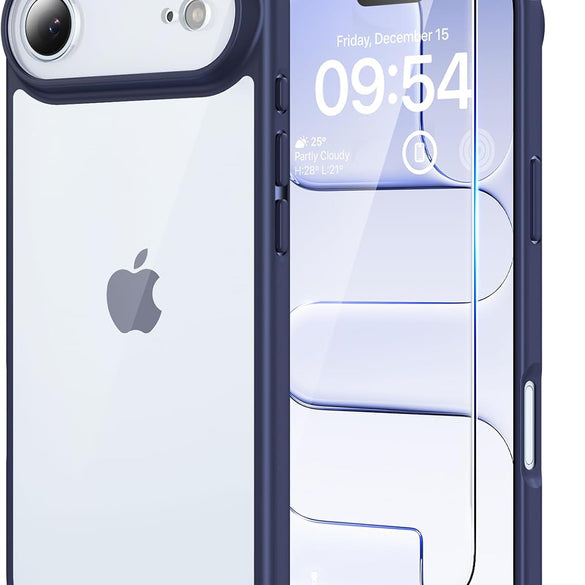TAURI for iPhone 17 Pro Case with 1-Pack Screen Protector, Camera Lens Full Protection, Military-Grade Protection, Shockproof Transparent Back Bumper Phone Cover - Clear