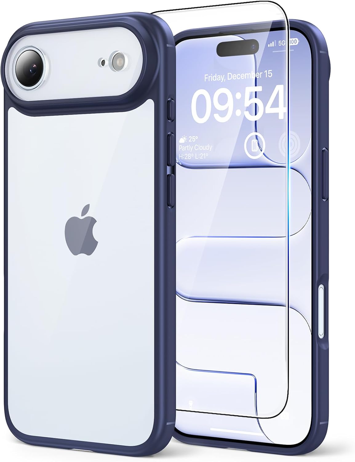 TAURI for iPhone 17 Pro Case with 1-Pack Screen Protector, Camera Lens Full Protection, Military-Grade Protection, Shockproof Transparent Back Bumper Phone Cover - Clear
