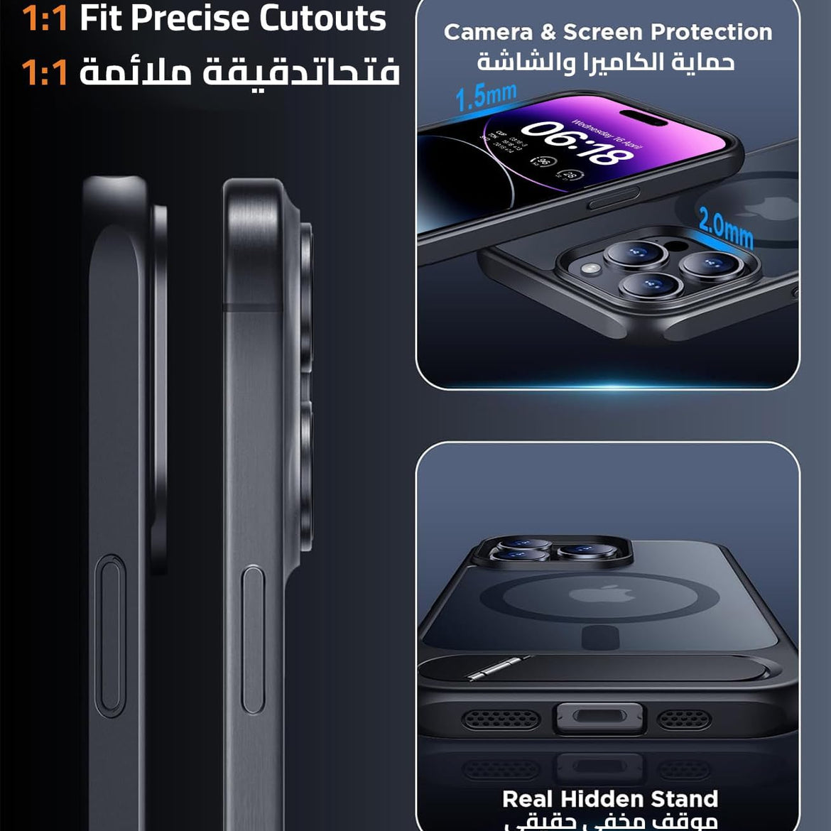 Eligo for iPhone 12 Pro Max Case, Compatible with MagSafe, Magnetic Cover with Invisible Stand, Shockproof Protection Phone Shell, Matte Kickstand Back Cases for Apple 12 Pro Max 6.7" (2020) (Black)