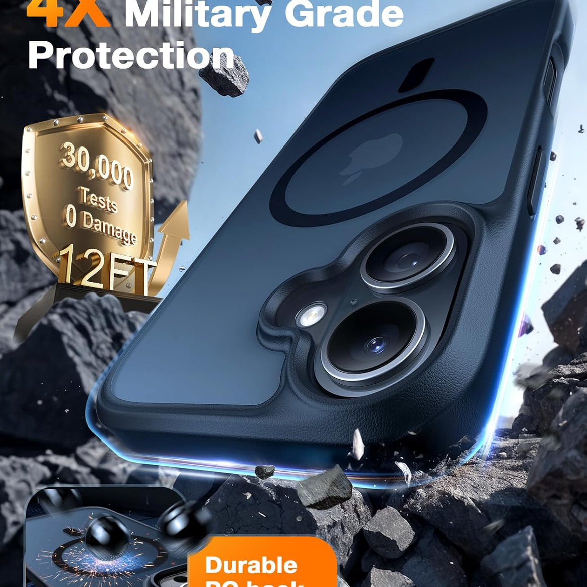 TORRAS Magnetic Shockproof for iPhone 17 Pro Case, Compatible with Magsafe, Military-Grade Drop Tested, Translucent Slim Protective for iPhone 17 Pro Case Anti-Fingerprint Anti-Scratch, Deep Blue