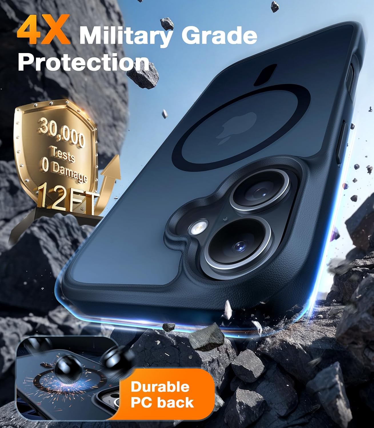 TORRAS Magnetic Shockproof for iPhone 17 Pro Case, Compatible with Magsafe, Military-Grade Drop Tested, Translucent Slim Protective for iPhone 17 Pro Case Anti-Fingerprint Anti-Scratch, Deep Blue