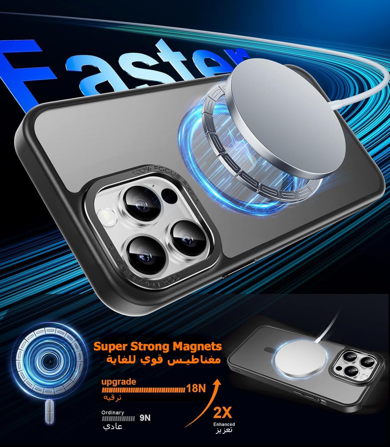 Eligo Magnetic Case for iPhone 11, Compatible with MagSafe Shockproof Protection Cover, Translucent Matte Phone Case with Strong Magnet, Slim Case for Apple 11 6.1 Inch (2019)(Black)