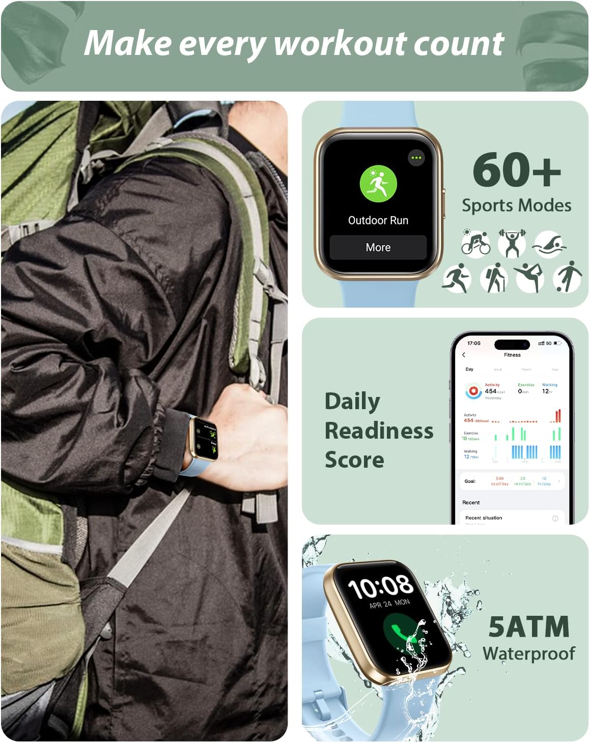 Smart Watch for Men Women (Answer/Make Call), Alexa Built-in, 1.8" Touch Screen Fitness Watch with SpO2 Sleep Monitor, 100 Sport, IP68 Waterproof Step Counter Smartwatch for iOS Android