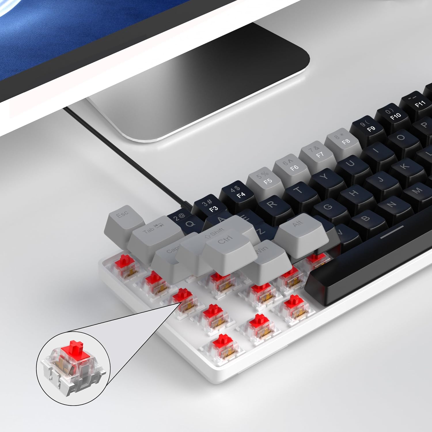 MageGee Portable 60% Mechanical Gaming Keyboard (Grey/Blue Switch)