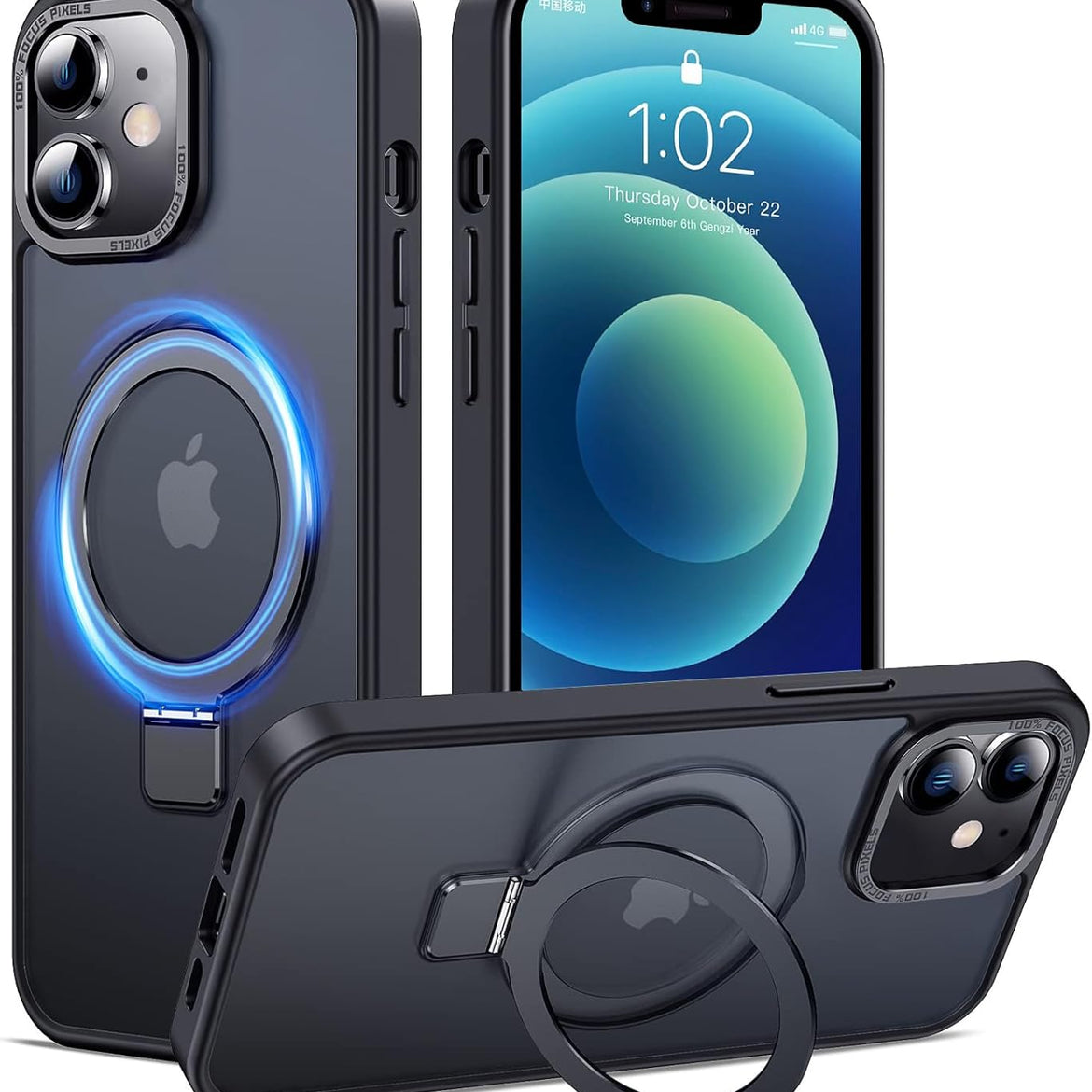 Eligo for iPhone 12 Pro Max Magnetic Case with Invisible Stand, Compatible with MagSafe Shockproof Protection Cover, Translucent Matte Slim Phone Case with Magnet for Apple 12 Pro Max (2020)(Black)