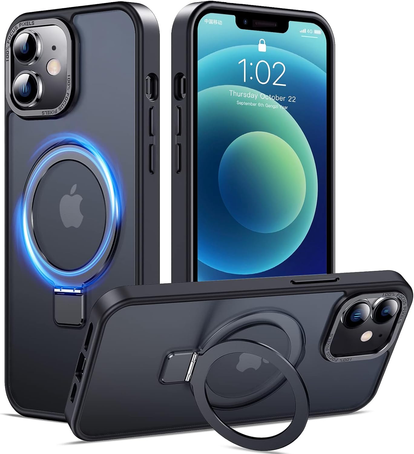 Eligo for iPhone 12 Pro Max Magnetic Case with Invisible Stand, Compatible with MagSafe Shockproof Protection Cover, Translucent Matte Slim Phone Case with Magnet for Apple 12 Pro Max (2020)(Black)