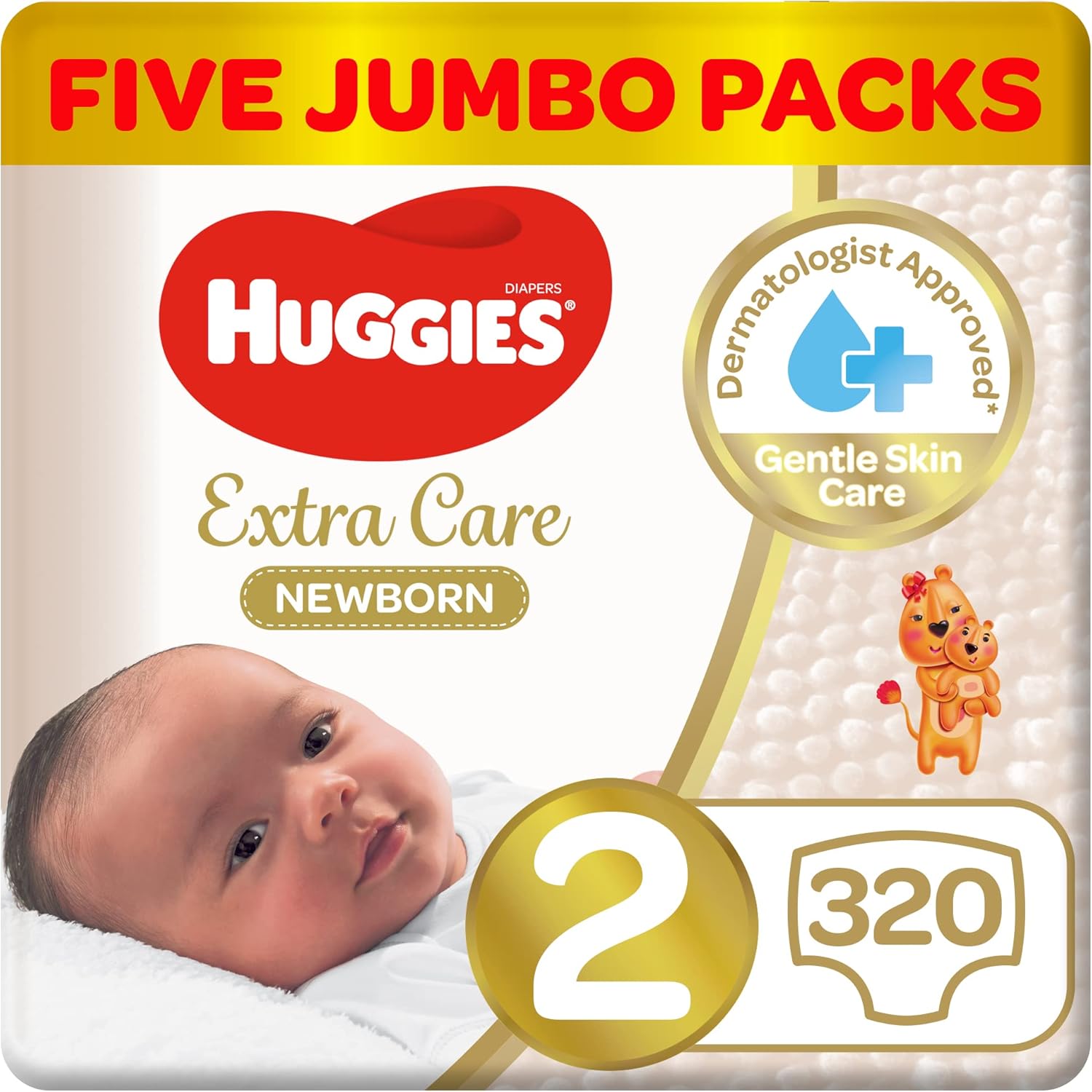 Huggies New Born, Size 2, 4-7 kg, Jumbo Pack, 128 Diapers
