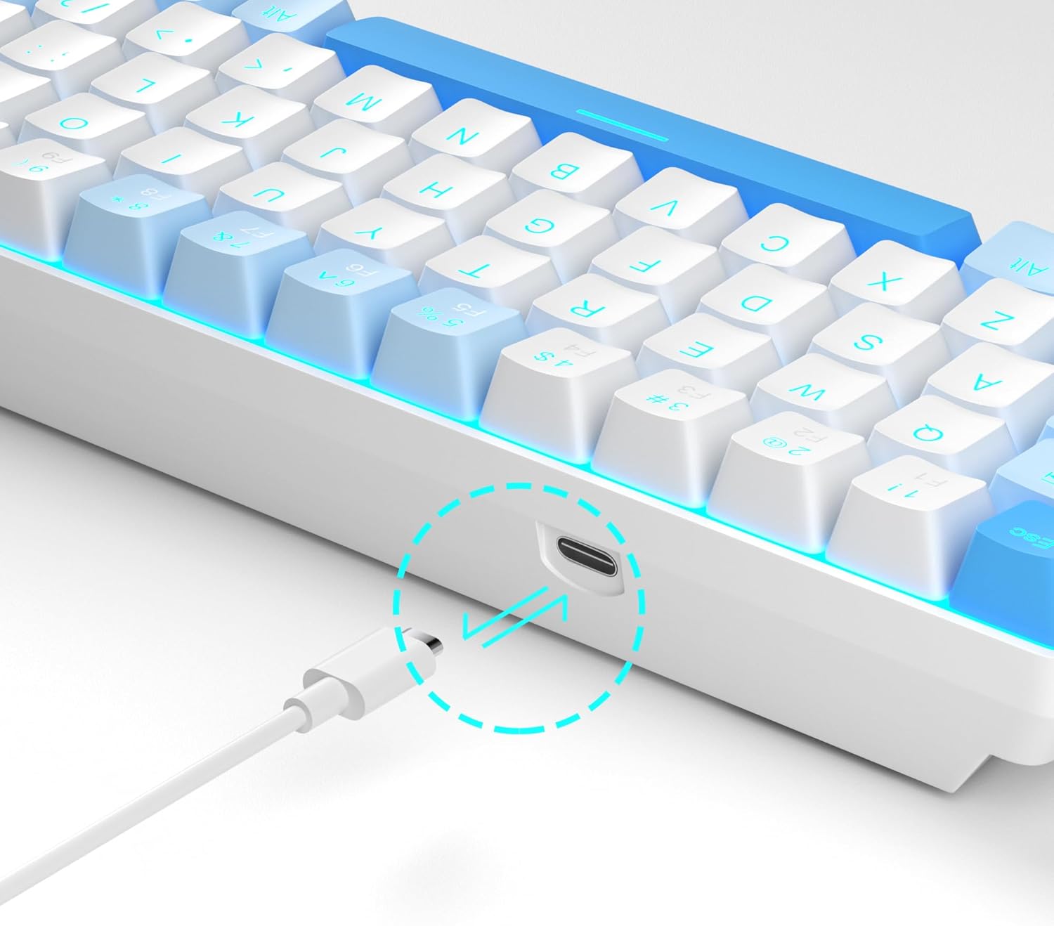 MageGee Portable 60% Mechanical Gaming Keyboard (Grey/Blue Switch)