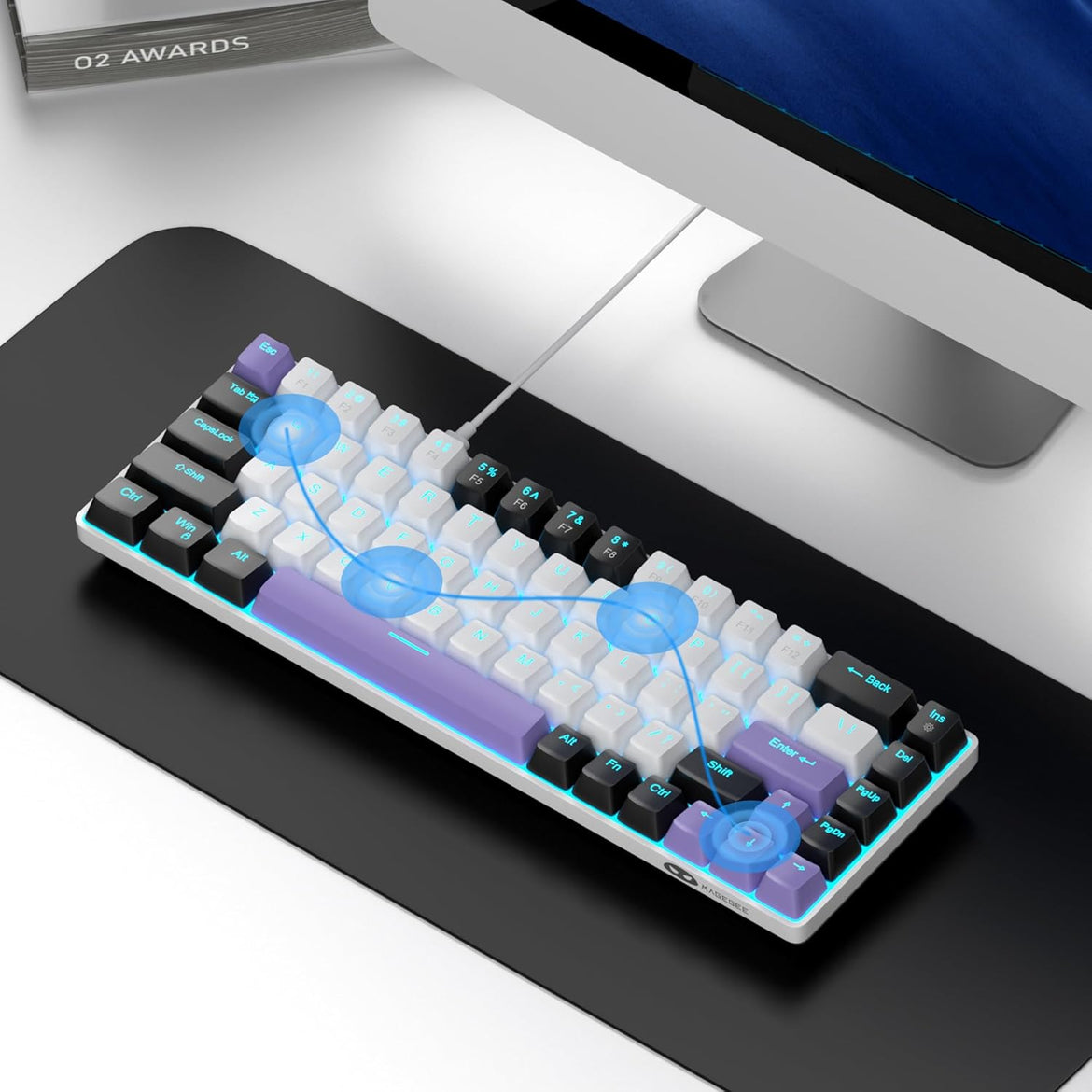 MageGee Portable 60% Mechanical Gaming Keyboard (Grey/Blue Switch)