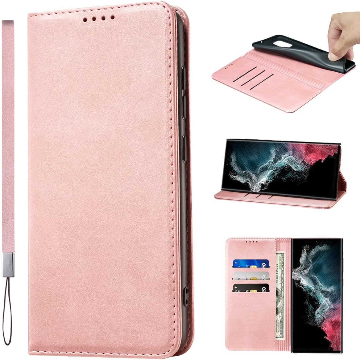LANJLM Samsung Galaxy A53 5G Case PU Leather Wallet Case Card Holder Shockproof Flip Cover - Brown khaki