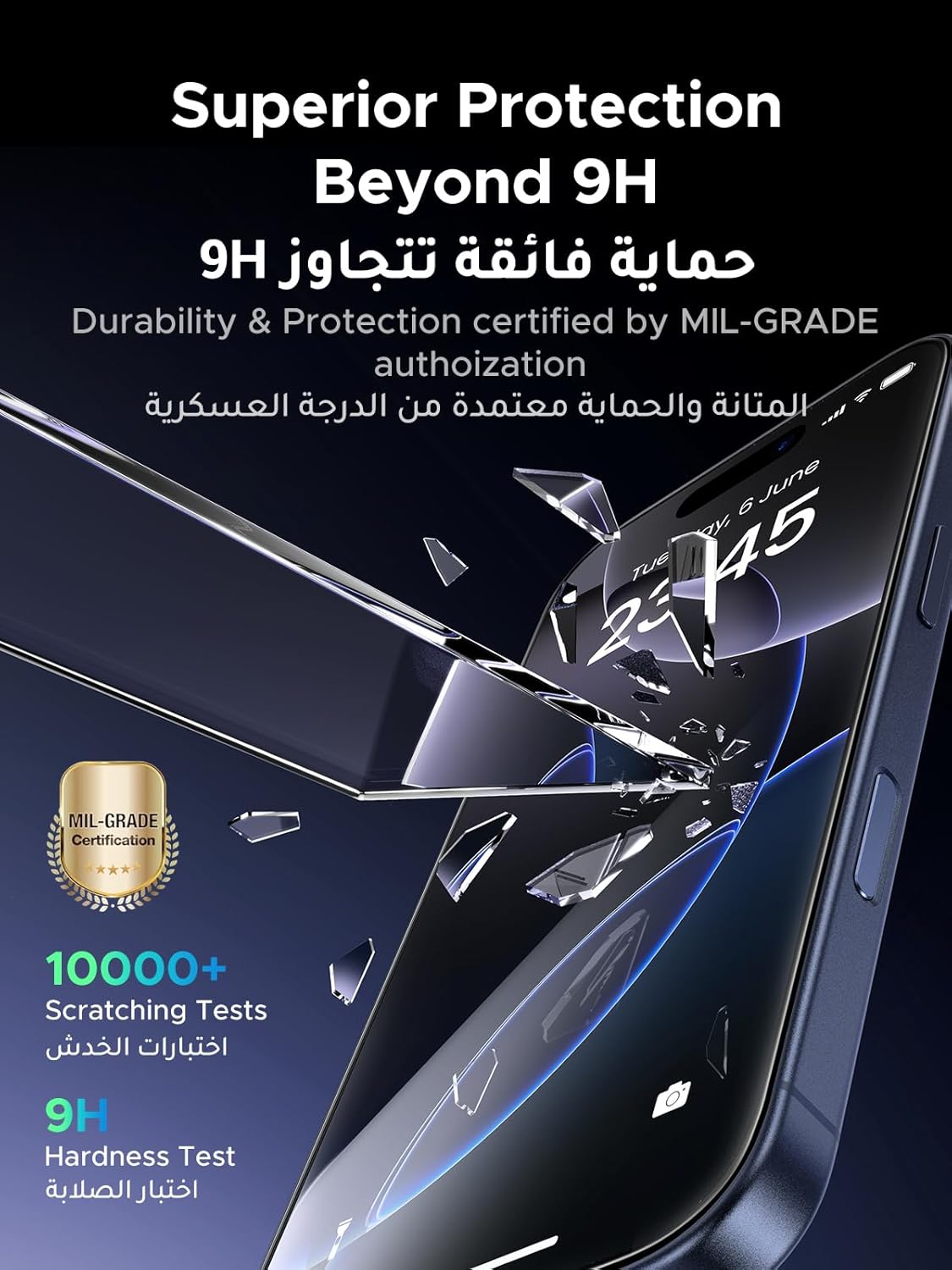 UGREEN 2 Pack for iPhone 17 Pro Max Screen Protector Privacy 6.9'' 100% Privacy Protection 1:1 Full Coverage Military Grade 9H Tempered Glass Anti-Spy Screen Protector Easy to Install
