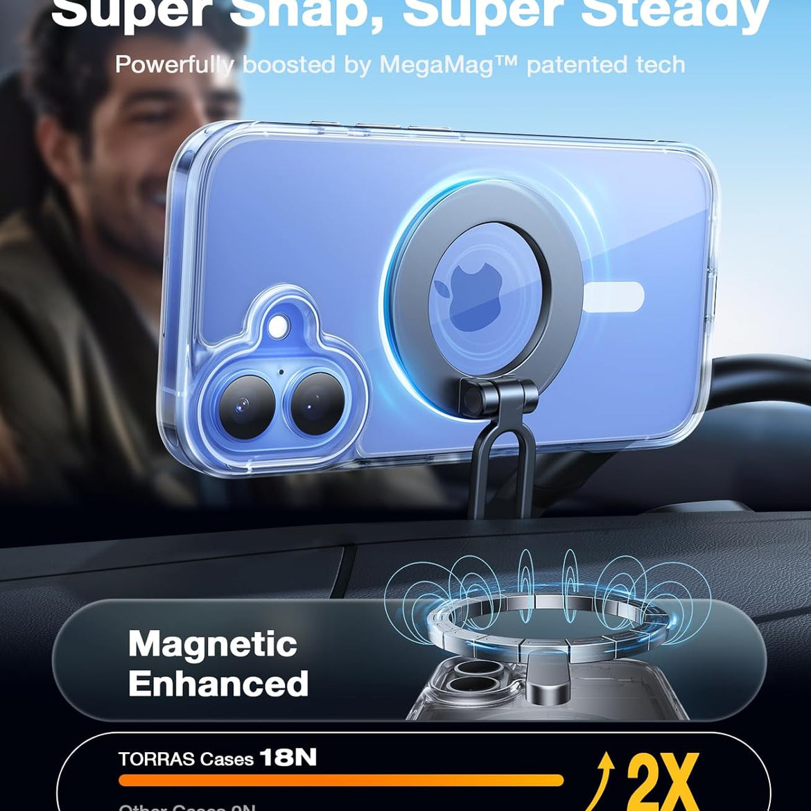 TORRAS Magnetic Shockproof for iPhone 17 Pro Case, Compatible with Magsafe, Military-Grade Drop Tested, Translucent Slim Protective for iPhone 17 Pro Case Anti-Fingerprint Anti-Scratch, Deep Blue