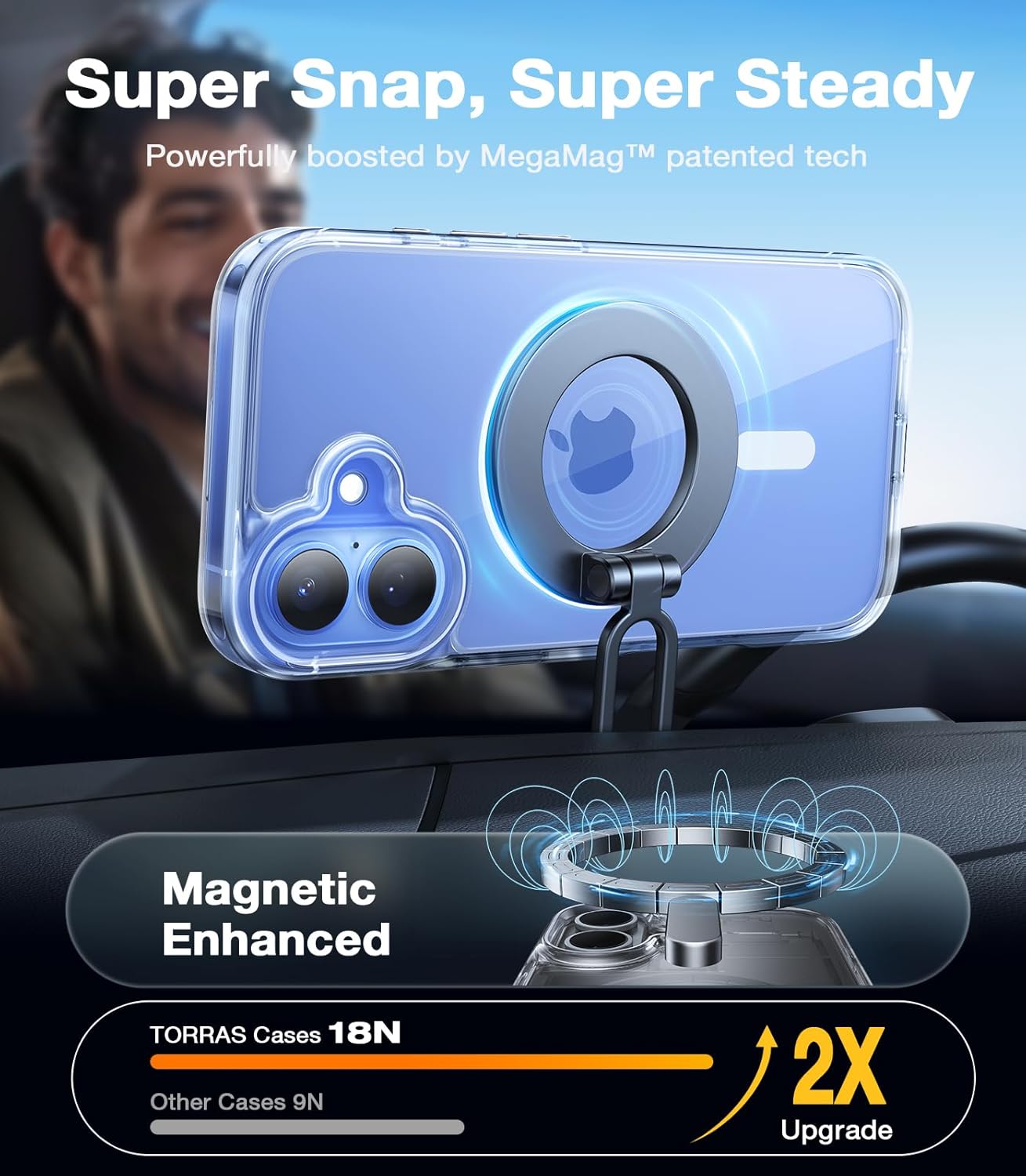 TORRAS Magnetic Shockproof for iPhone 17 Pro Case, Compatible with Magsafe, Military-Grade Drop Tested, Translucent Slim Protective for iPhone 17 Pro Case Anti-Fingerprint Anti-Scratch, Deep Blue