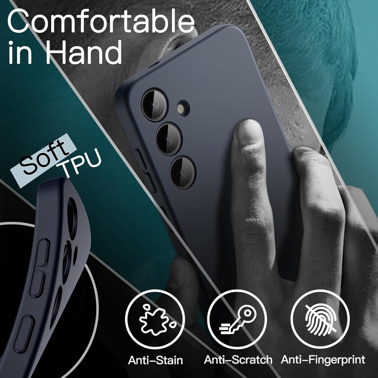 JETech Slim Fit Case for Samsung Galaxy S24 5G, Camera Lens Full Protection, Soft TPU Thin Protective Phone Cover with Matte Finish, Shockproof (Black)