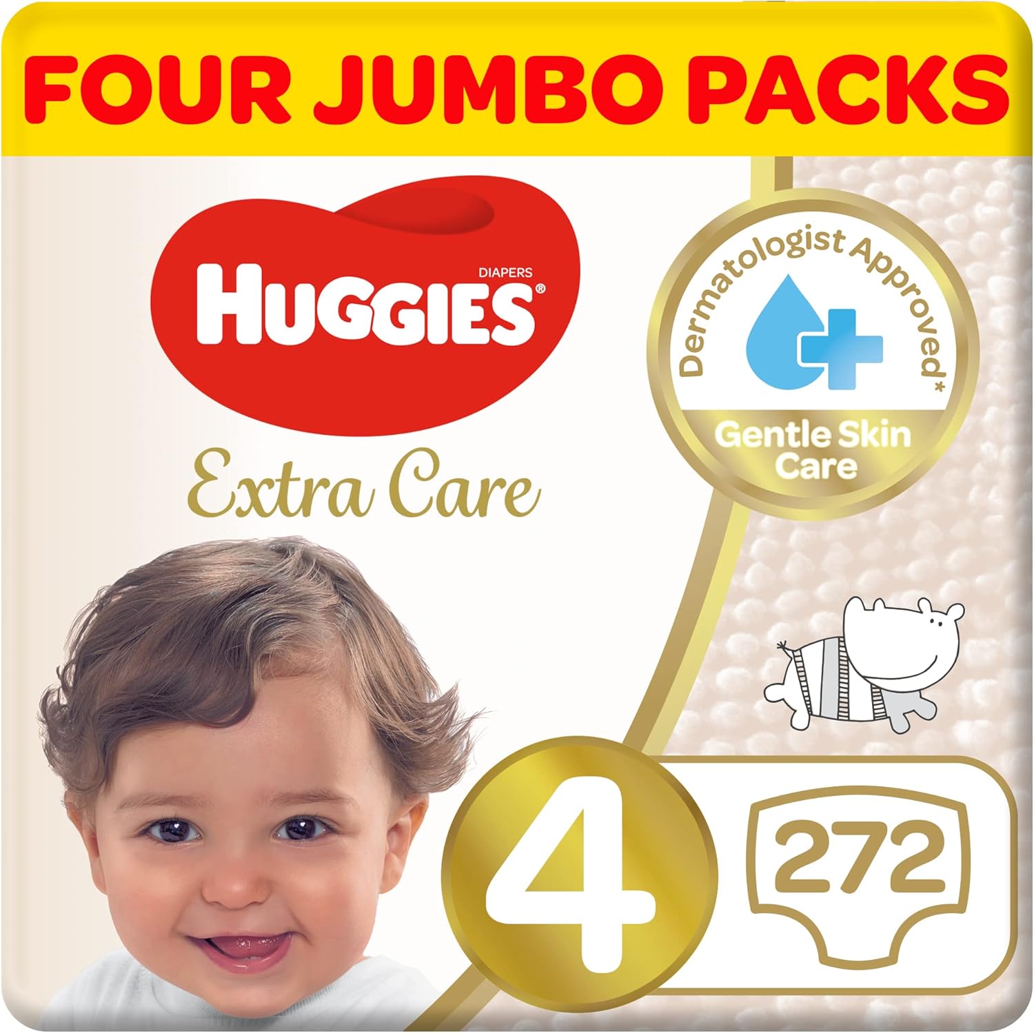 Huggies Extra Care, Size 4, 8-14 kg, Twin Jumbo Pack, 136 Diapers