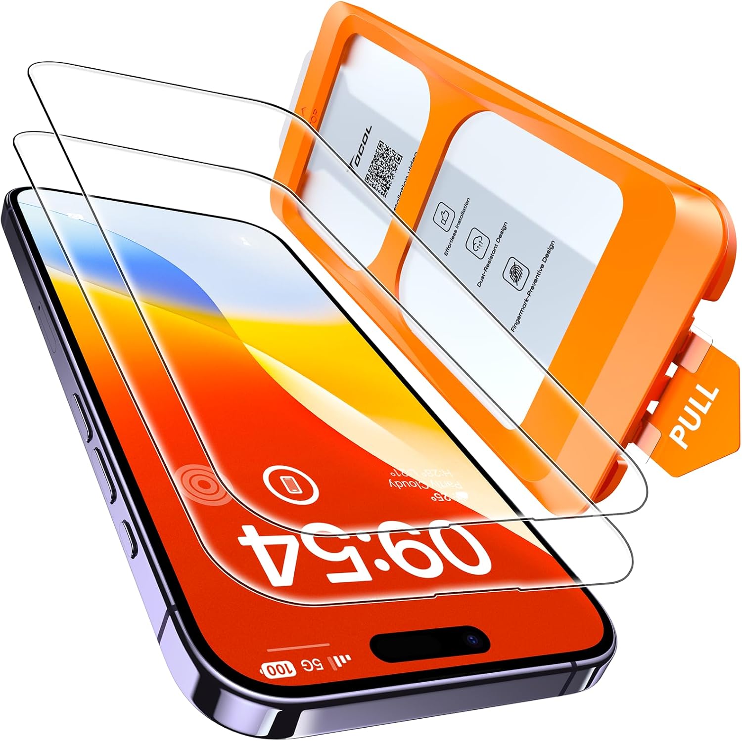 TOCOL 2 Pack for iPhone 15 Pro Screen Protector 6.1 Inch, Easy Installation Full Coverage No Bubbles No Dust Military Grade Shatterproof, 9H Hardness Tempered Glass Screen Protector, Case Friendly