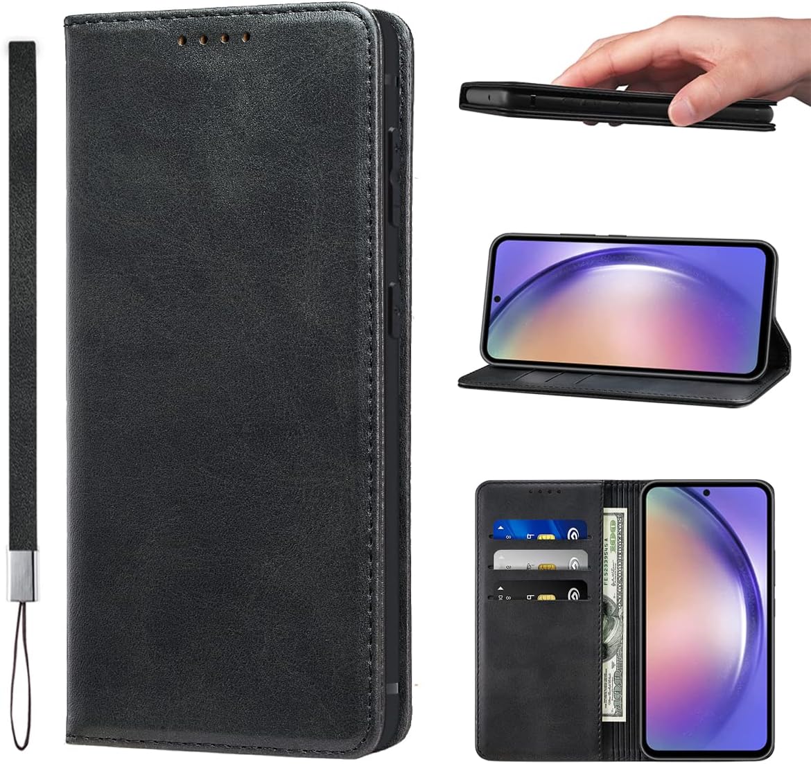 LANJLM Samsung Galaxy A53 5G Case PU Leather Wallet Case Card Holder Shockproof Flip Cover - Brown khaki