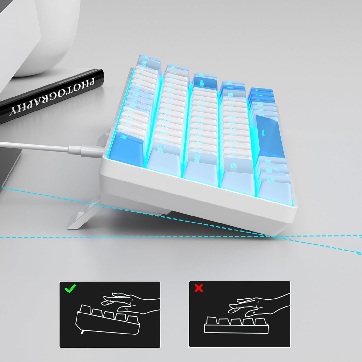 MageGee Portable 60% Mechanical Gaming Keyboard (Grey/Blue Switch)